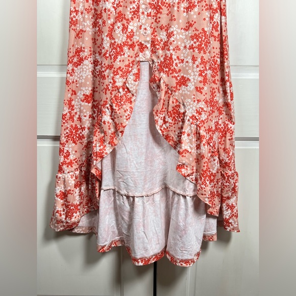 Off The Shoulder Short Sleeve High Low Hemline Front Faux Buttons Size Medium - Picture 5 of 9